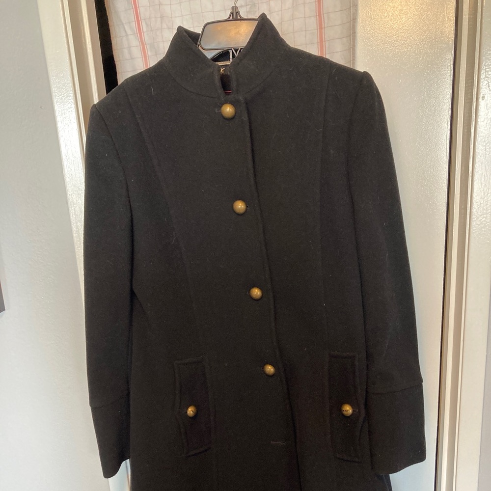 Black wool coat.
